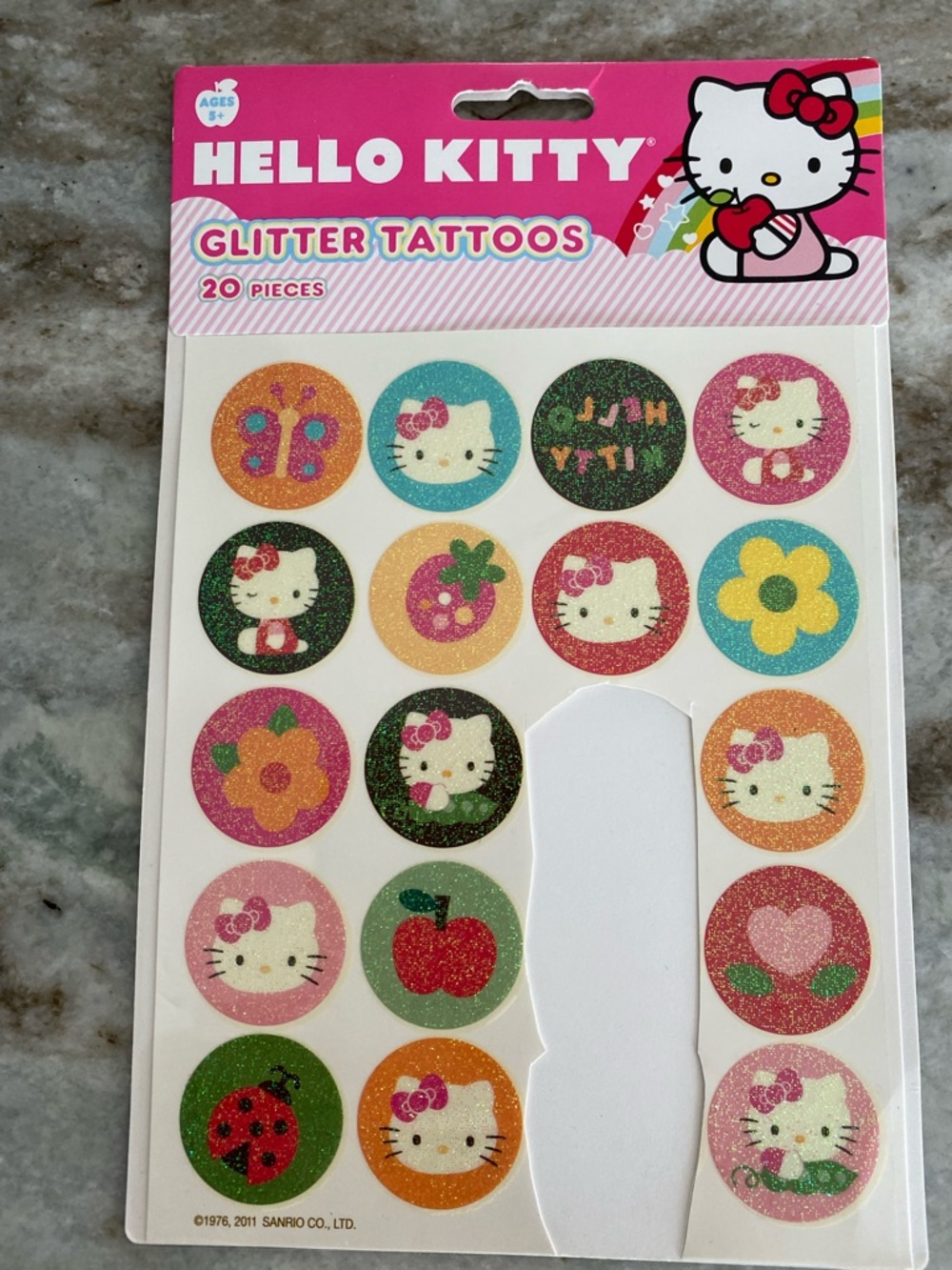Hello Kitty Glitter Tattoo Sheet - Pink, Red, Gold, Blue